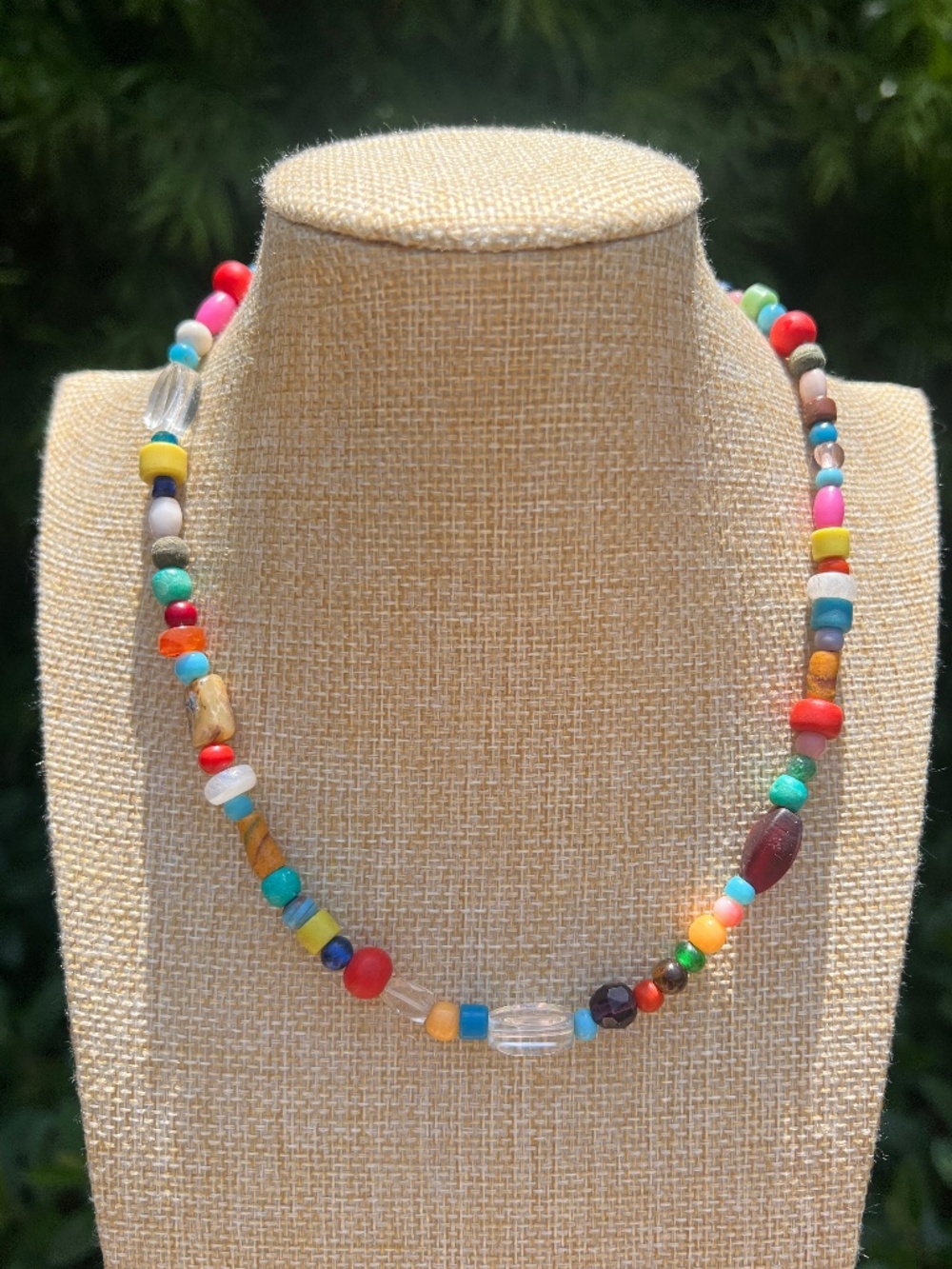 Colorful Handmade Vintage Beaded Boho Artisan Choker Necklace